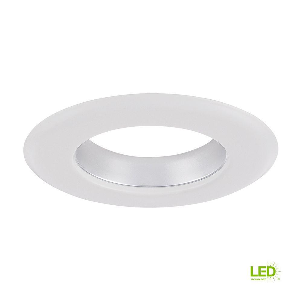 Envirolite 4 In Decorative Diffused Chrome Cone On White Trim Ring For Led Recessed Light With Envirolite 4 In Decorative Diffused Chrome Cone On White Trim Ring For Led Recessed Light With