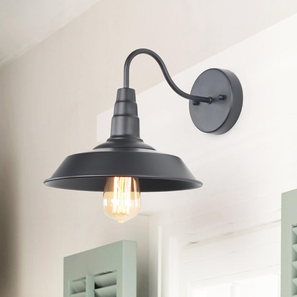 Lnc 1 Light Black Gooseneck Wall Sconce A0224101 The Home Depot Lnc 1 Light Black Gooseneck Wall Sconce