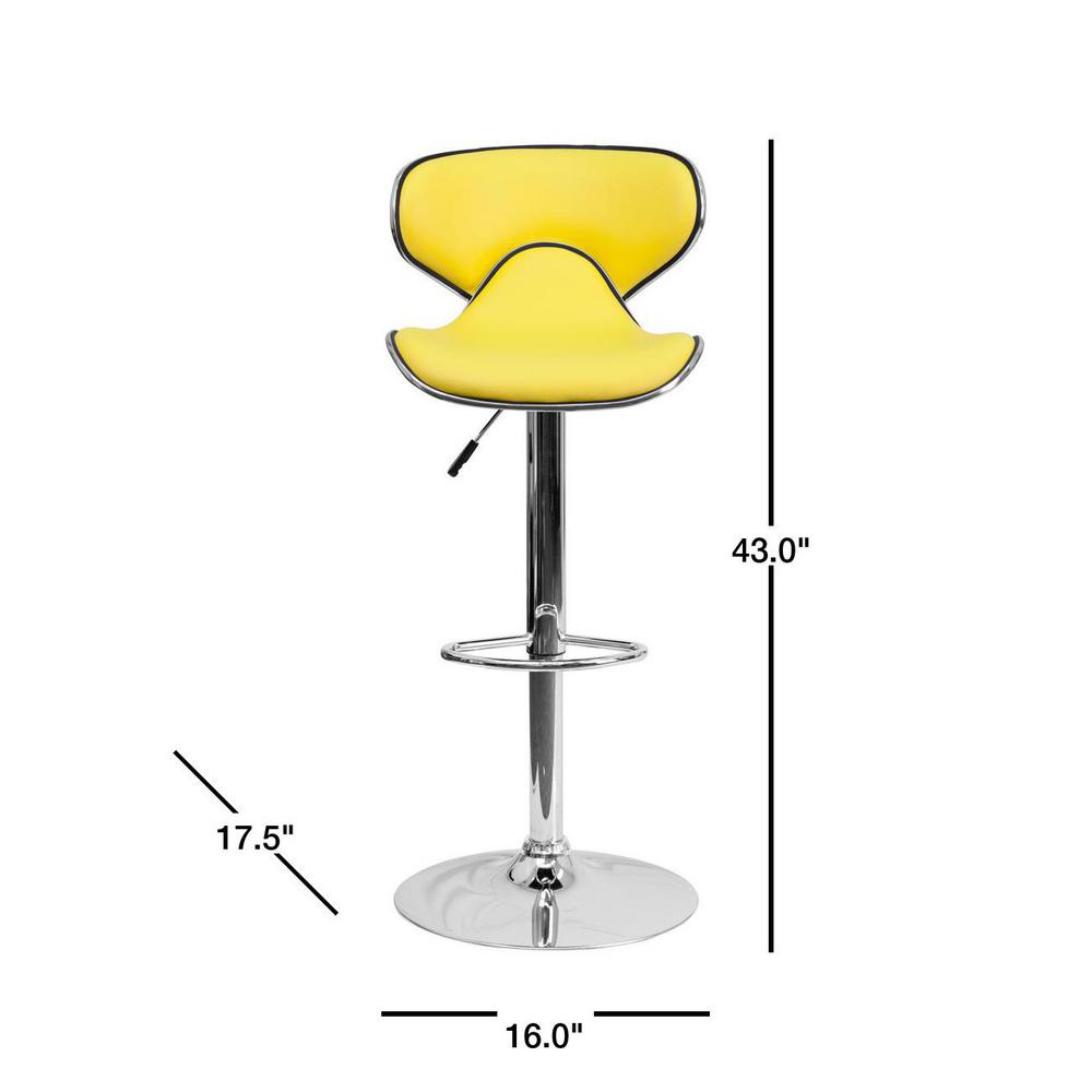 Flash Furniture 32.50 in. Adjustable Height Yellow Cushioned Bar StoolDS815YEL The Home Depot