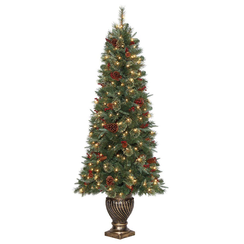 6.5 ft. Hayden Pine Potted Artificial Christmas Tree with 200 Clear