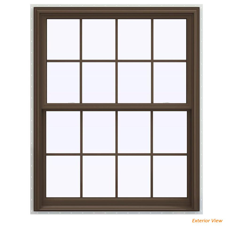 Double Hung Windows The Home Depot 43 5 In X 59 V 2500 Series Brown Painted Vinyl Double Hung