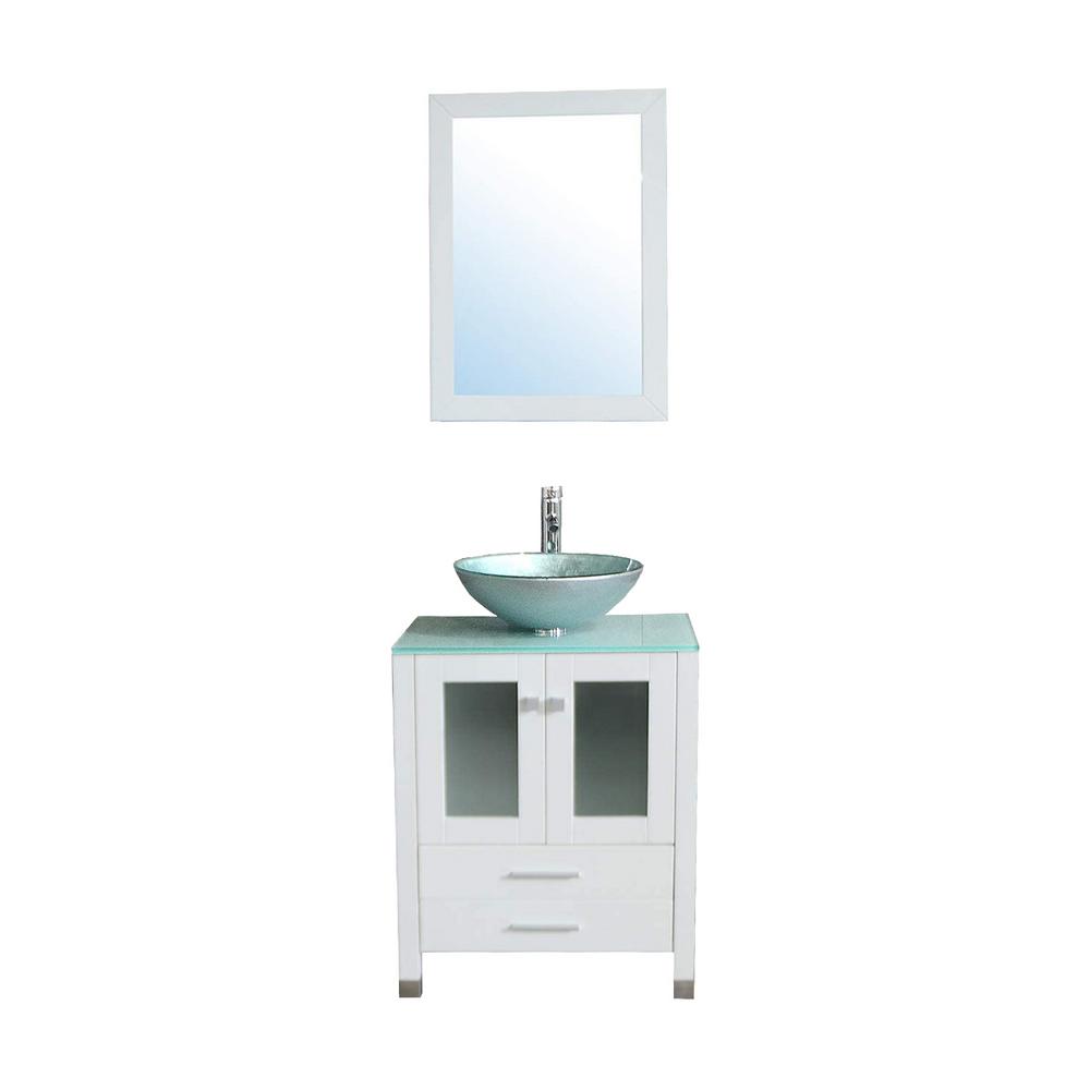 Brown 18 Inch Small Bathroom Cabinet, Mirrored Bathroom Vanity With Vessel Sink