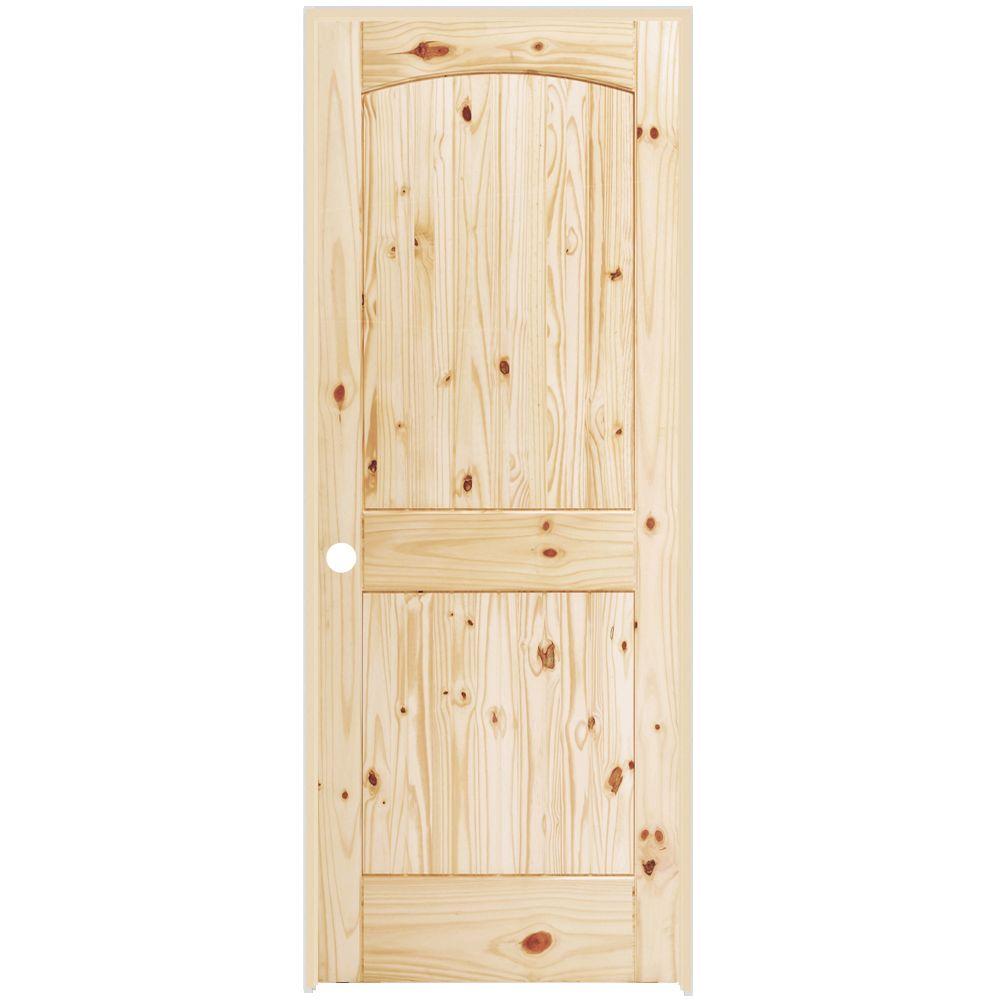 Steves Sons 24 In X 80 In 2 Panel Round Top Plank Unfinished Knotty Pine Single Prehung Interior Door