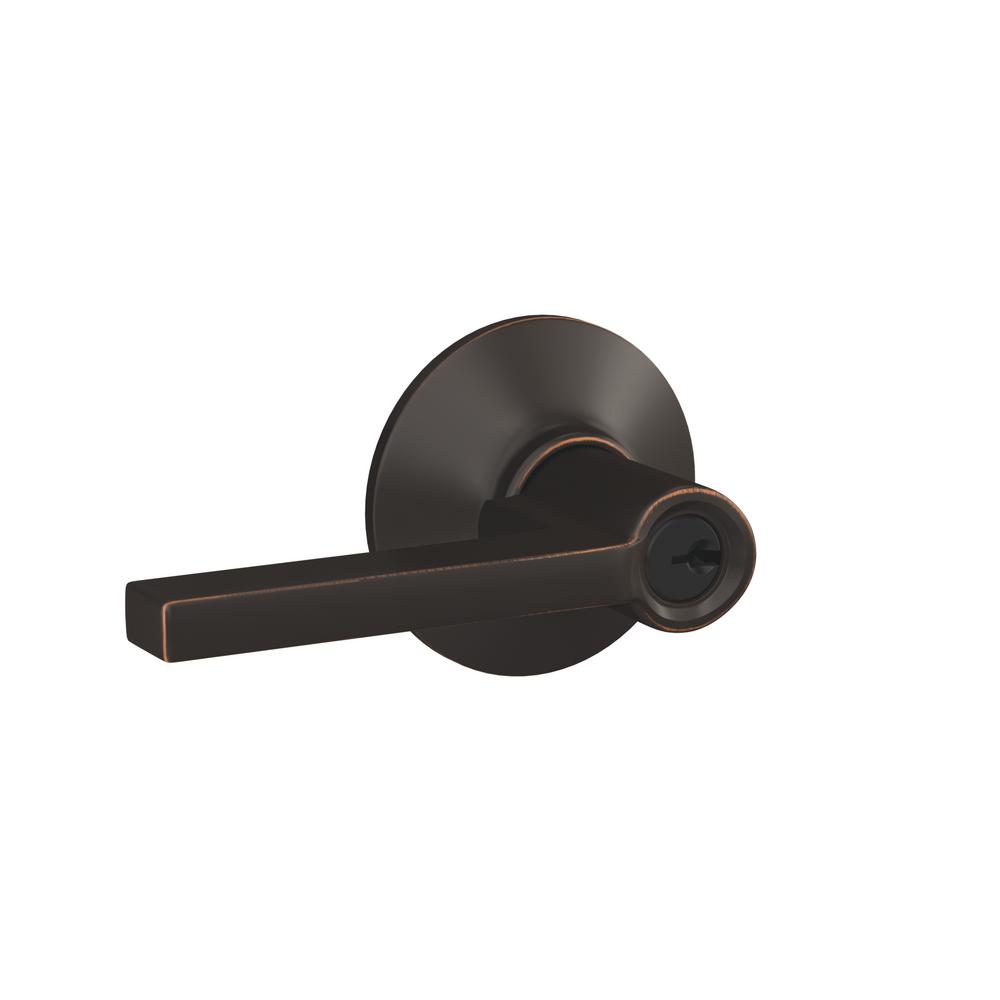 Schlage Custom Latitude Aged Bronze Plymouth Trim Keyed Entry Door