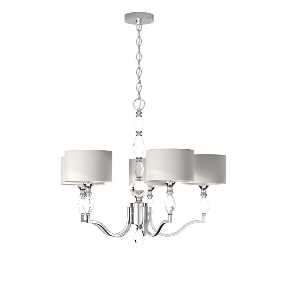 Designers Fountain Evi 5 Light Chrome Chandelier With White Linen Clear Faceted Crystal Shade 89985 Ch The Home Depot - Designers Fountain Chrome Chandelier Designers Fountain Evi 5 Light Chrome Chandelier With White Linen Clear Faceted Crystal Shade 89985 Ch The Home Depot - Designers Fountain Chrome Chandelier