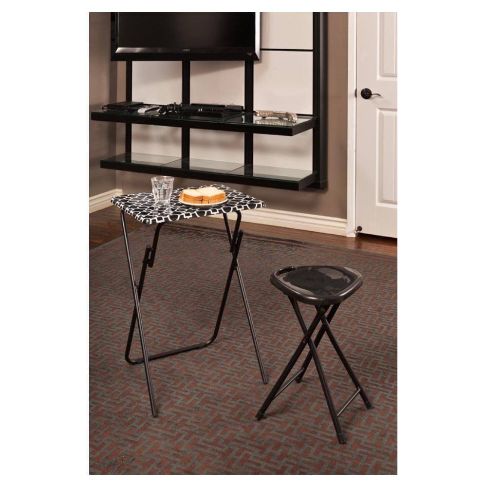 Wood Folding Tables Chairs Furniture The Home Depot Park Place Black And White Tray Side Table Set Of 2