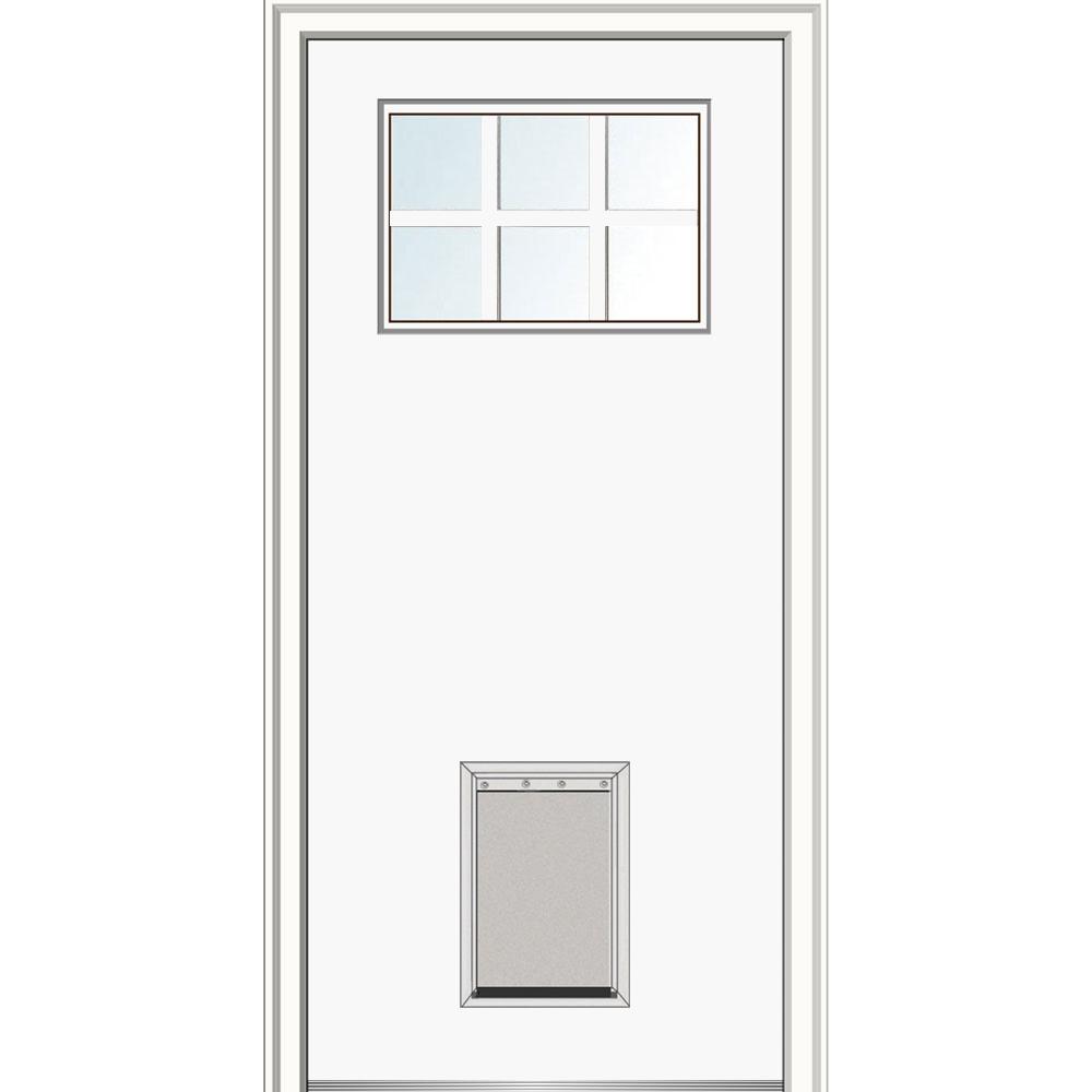 MMI Door 32 inch x 80 inch Craftsman 6-Lite Low-E Left-Hand Primed Fiberglass... by MMI Door