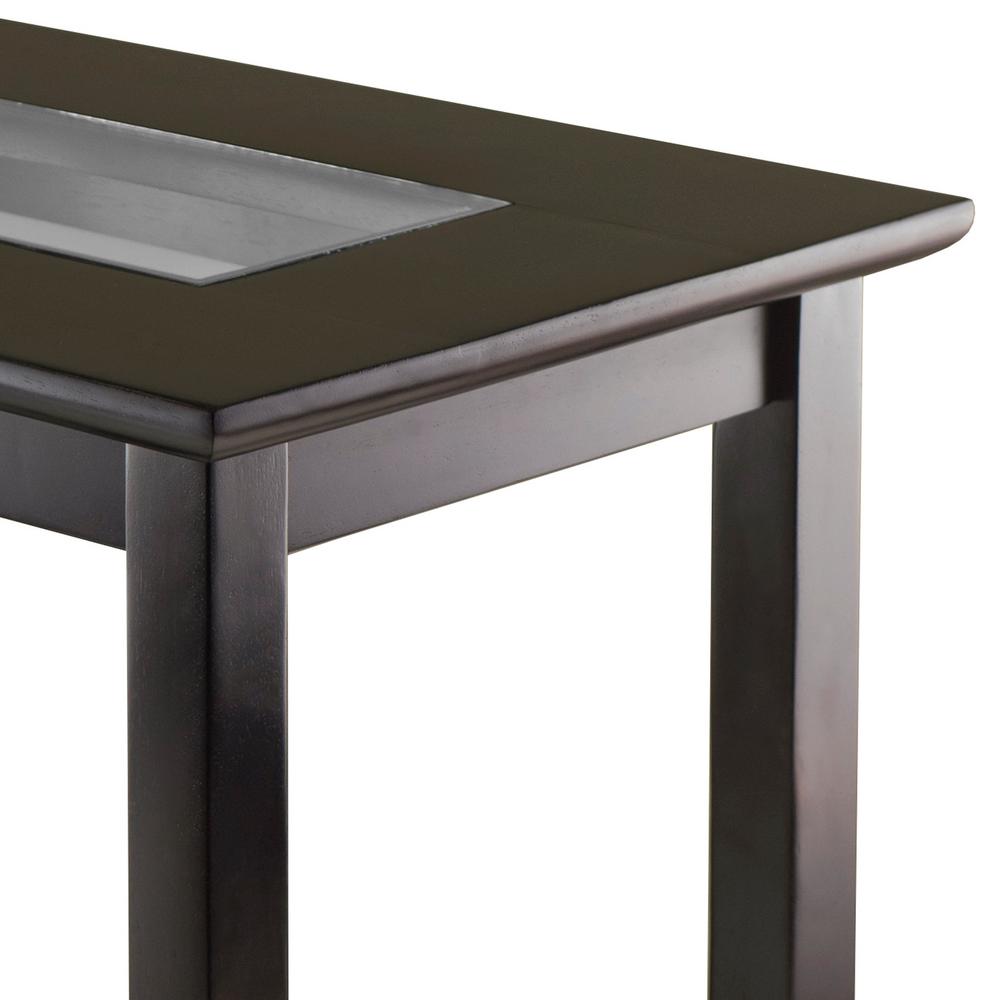 Winsome Wood Genoa Espresso Glass Top End Table 92419 The Home Depot