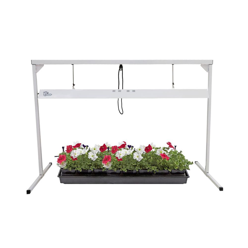 Grow Light Kits Plant Lights The Home Depot 2 Lamp 108 Watt Steel White Powder Coated Light Stand With