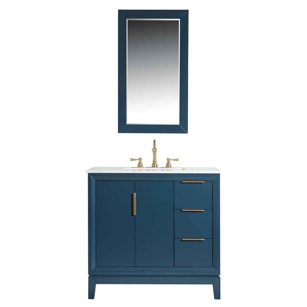 Water Creation Elizabeth 4 in. Bath Vanity in Monarch Blue with Carrara White Marble Vanity Top with Ceramics White Basins-VEL04CWMB4 - The Home Water Creation Elizabeth 4 in. Bath Vanity in Monarch Blue with Carrara White Marble Vanity Top with Ceramics White Basins-VEL04CWMB4 - The Home