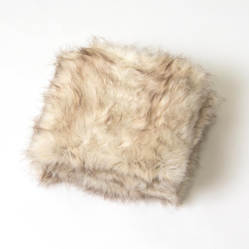 Best Home Fashion Champagne Fox Faux Fur Throw 54 in. x 36 In. THROW ...