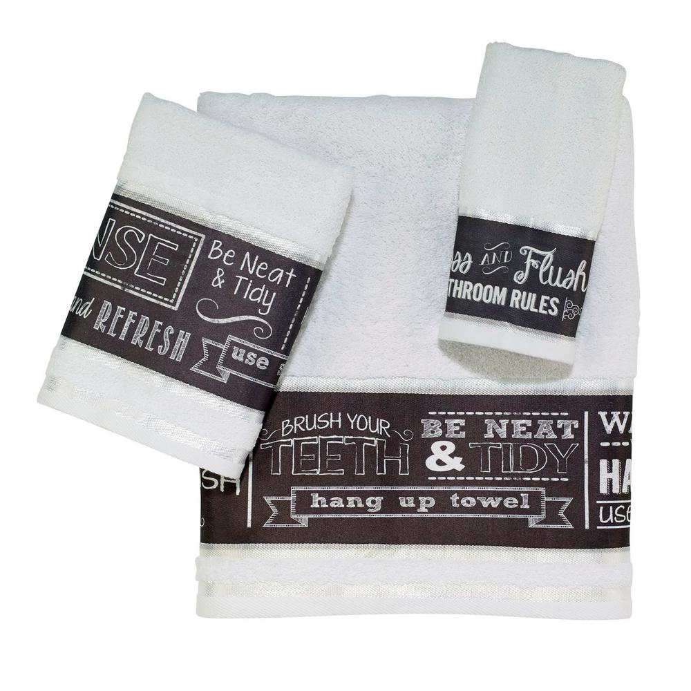 Avanti Linens Chalk It Up 3 Piece Bath Towel Set In White 036546 Wht Avanti Linens Chalk It Up 3 Piece Bath Towel Set In White