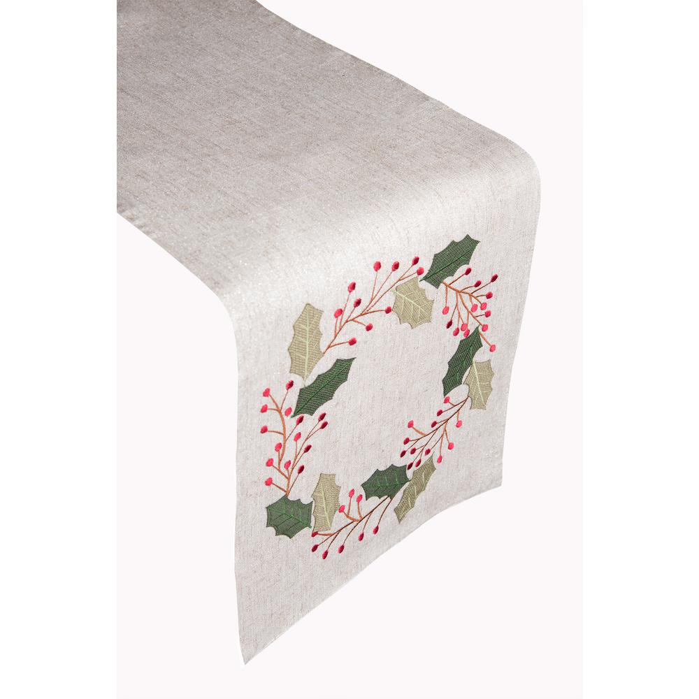 Lintex Holly Wreath 100 Polyester Table Runner 430077 The Home Depot