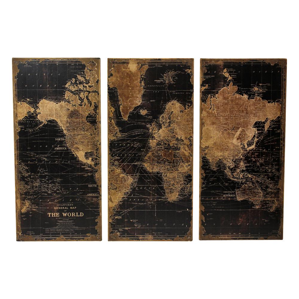 48 In X 22 Stanford Wood Distressed World Map Wall Art Set Of Stanford Wood Distressed World Map Wall Art Set