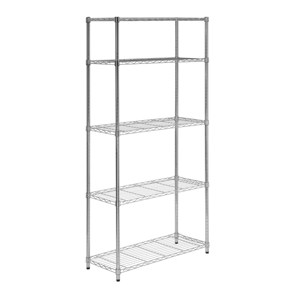 Honey-Can-Do 5-Tier Heavy-Duty Adjustable Shelving Unit, Chrome-SHF ...