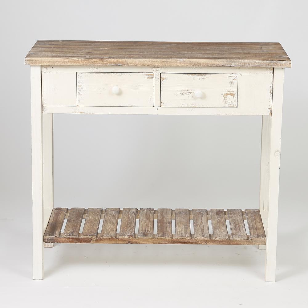 Winsome House Vintage Natural 2 Drawer Console Table Wh187 The