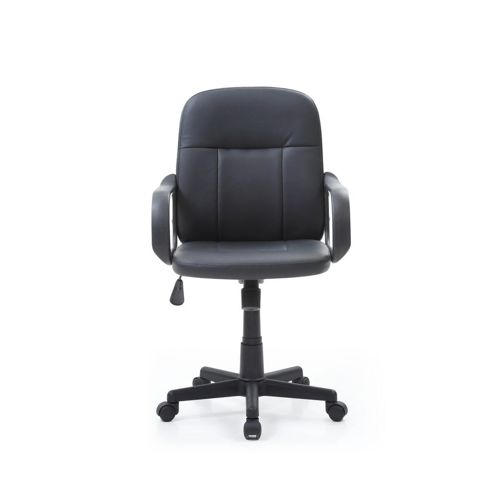 HODEDAH Black PU Leather Mid Back Office Chair-HI-1011 - The Home Depot