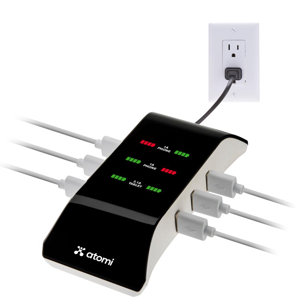 Atomi 6 Port Usb Charging Hub Black At790 The Home Depot