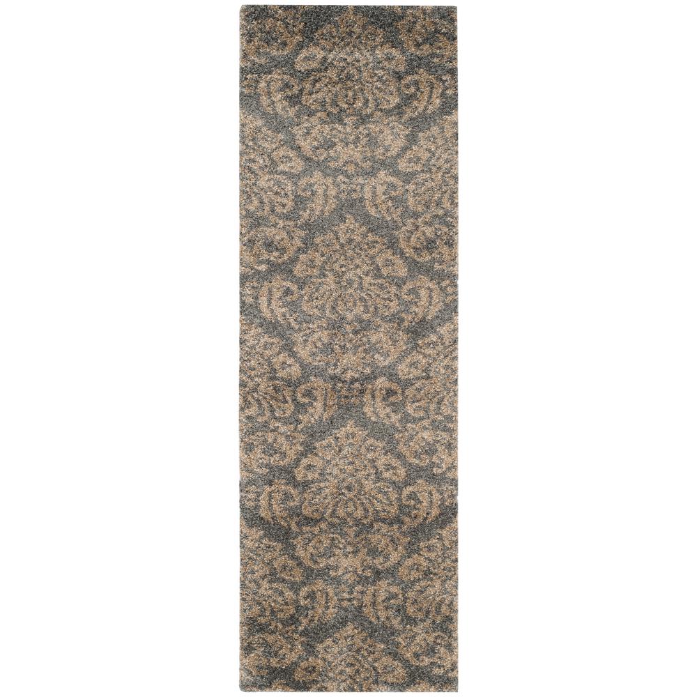 Safavieh Florida Shag Gray/Beige 2 ft. x 12 ft. Runner RugSG4608013211 The Home Depot