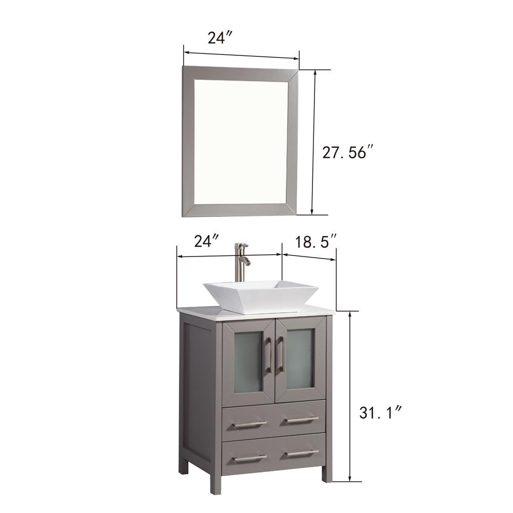 Vanity Art Ravenna 24 In W X 18 5 D 36 H Bathroom White With Single Basin Top Ceramic And Mirror