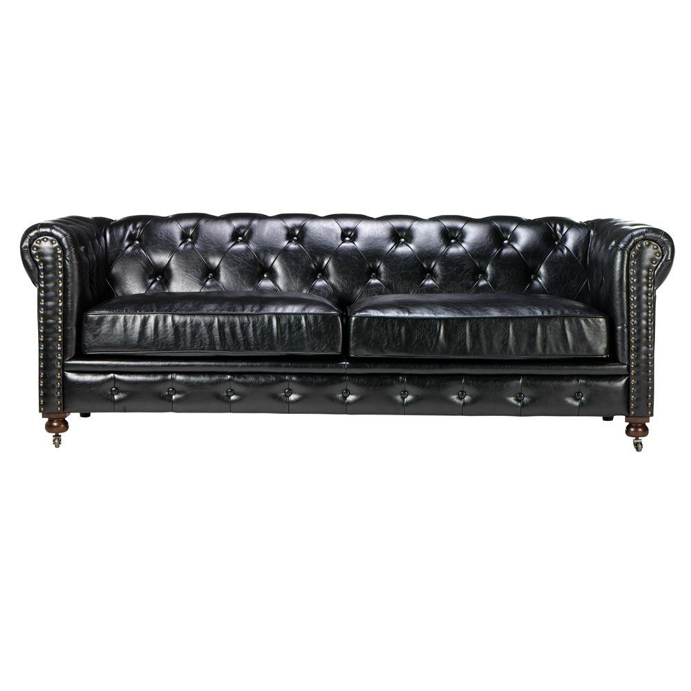 Home Decorators Collection Gordon Black Leather Sofa was $1149.0 now $574.5 (50.0% off)