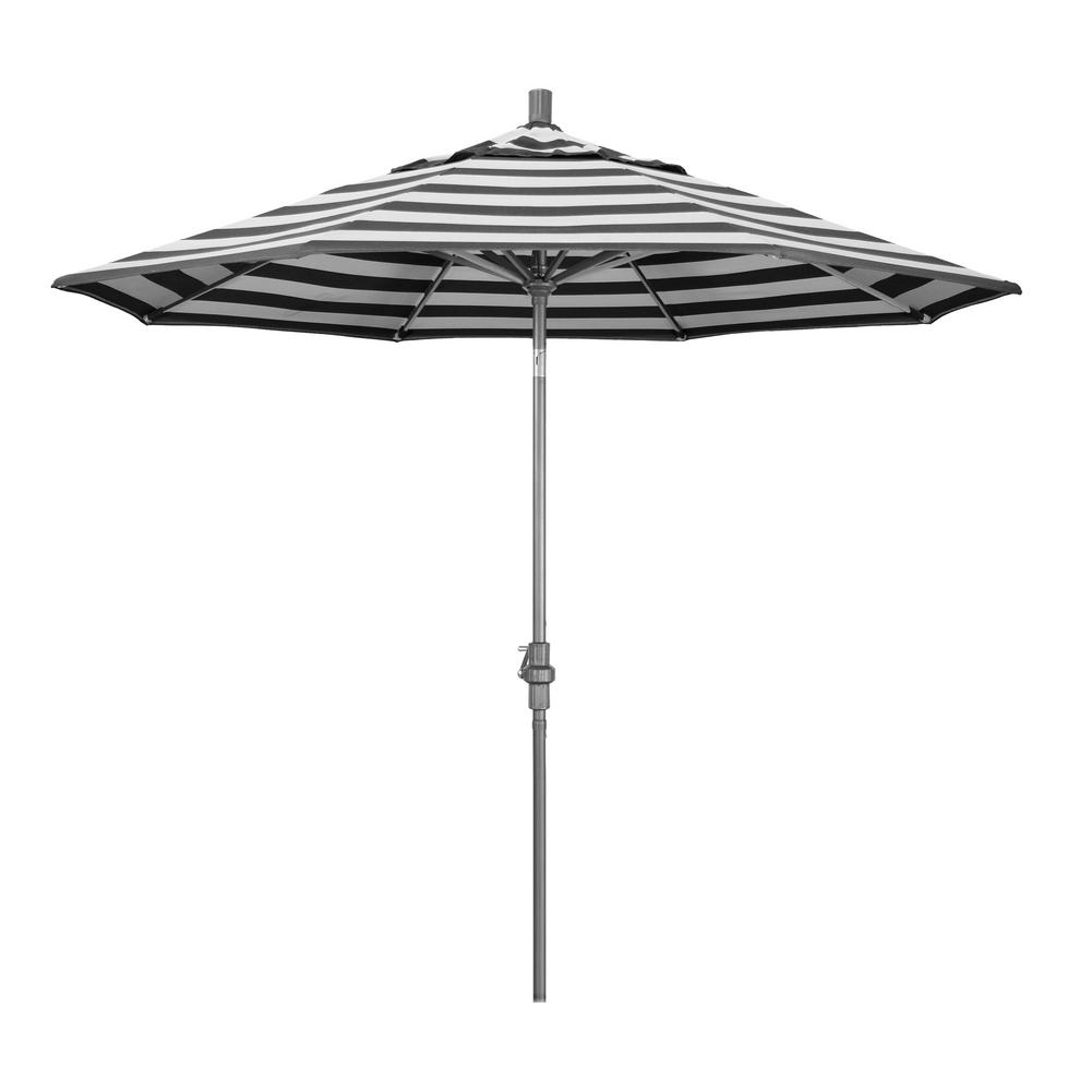 California Umbrella 9 Ft Hammertone Grey Aluminum Market Patio Umbrella With Collar Tilt Crank Lift In Cabana Classic Sunbrella Gscu908010 58030 The Home Depot