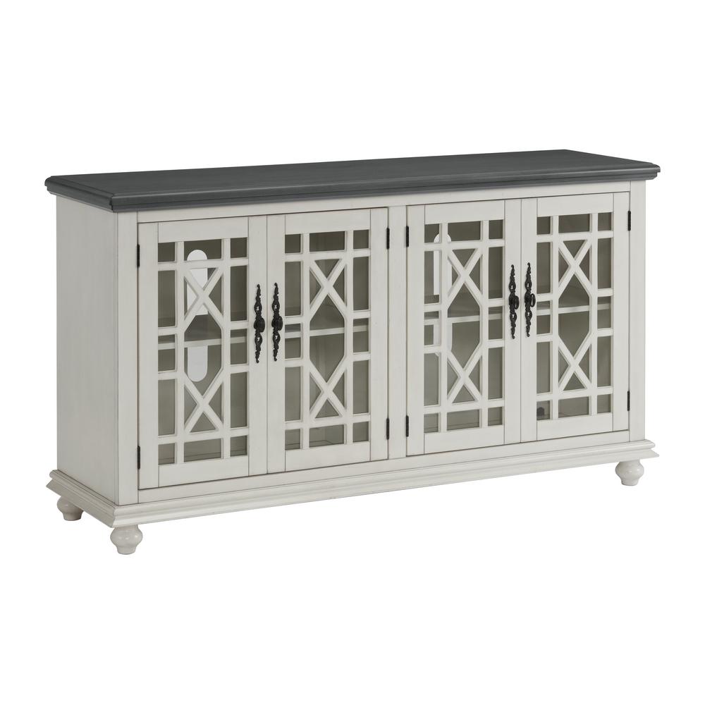 Martin Svensson Home Elegant 63 In White With Gray Top Tv Stand For Tvs Up To 65 In 91009 The Home Depot