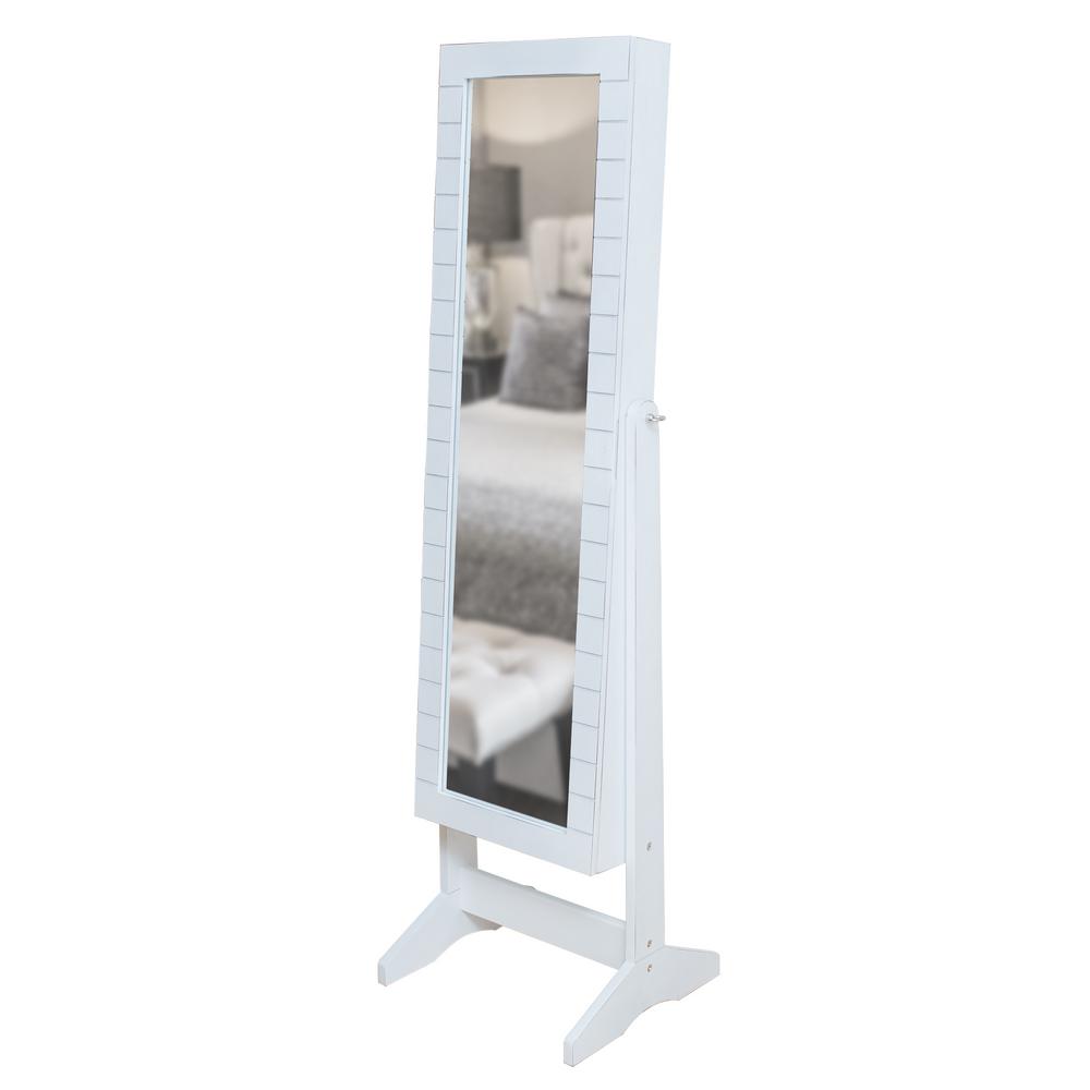 Locking Jewelry Armoires Bedroom Furniture The Home Depot Newshiplap Cheval Jewelry Armoire