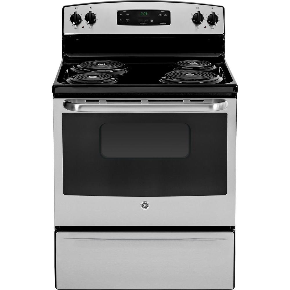 Ge 30 In 5 0 Cu Ft Electric Range Stainless Steel Jbs27rkss Electric Range In Stainless Steel Jbs27rkss The Home Depot