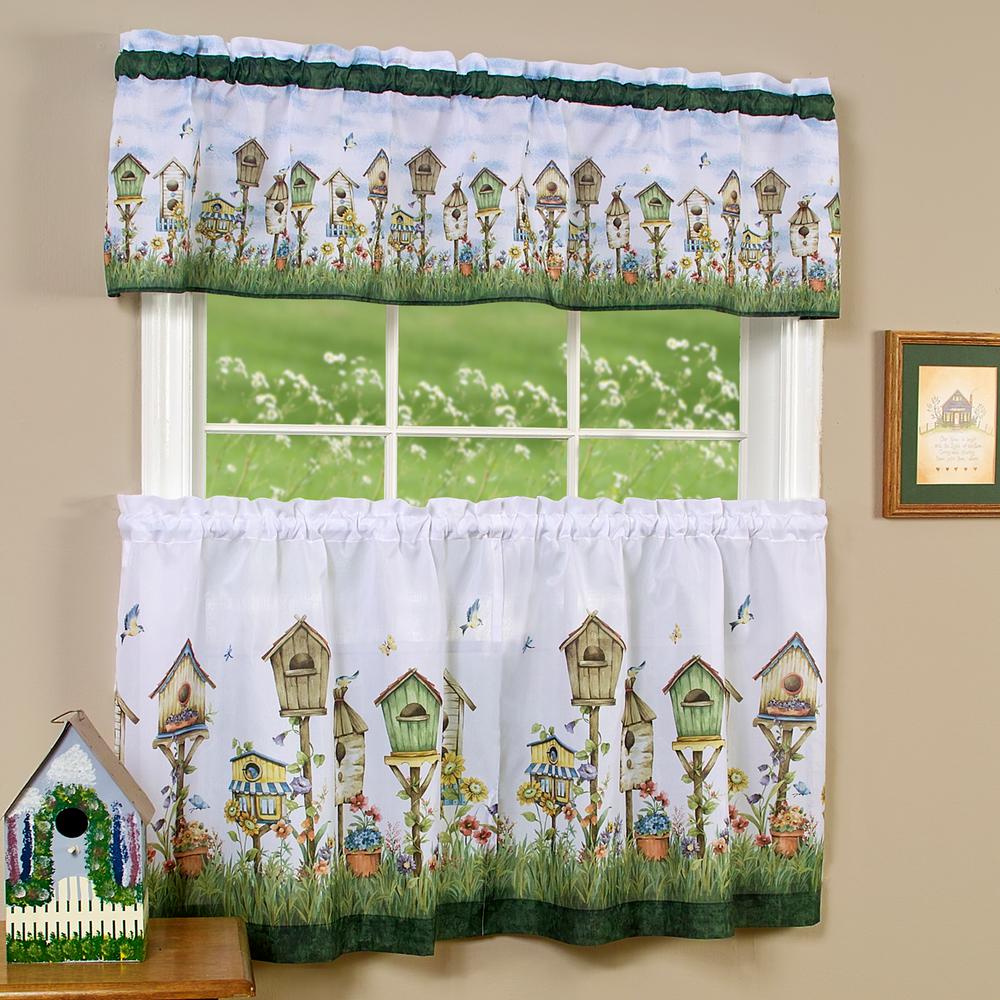Achim Home Sweet Home Multicolor Polyester Tier and Valance Curtain Set