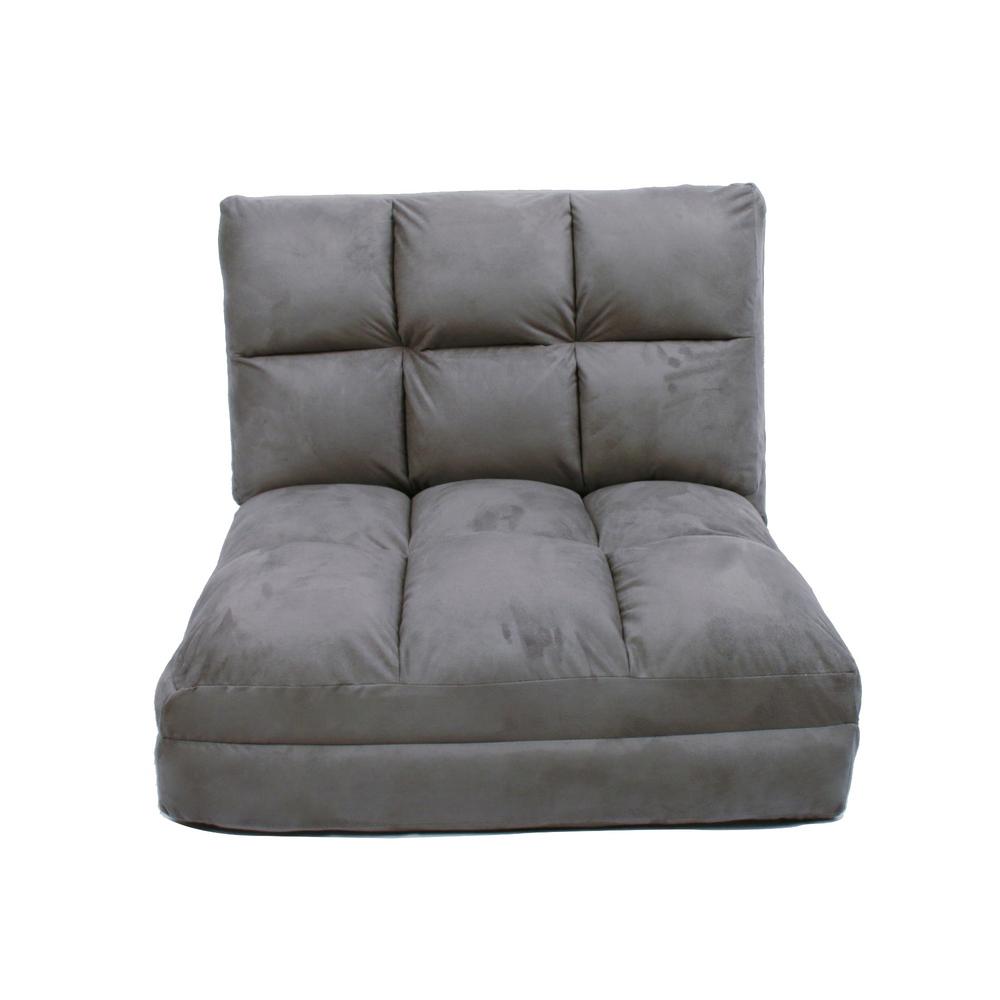 Loungie Microsuede Grey Flip Floor Chair Convertible Lounger