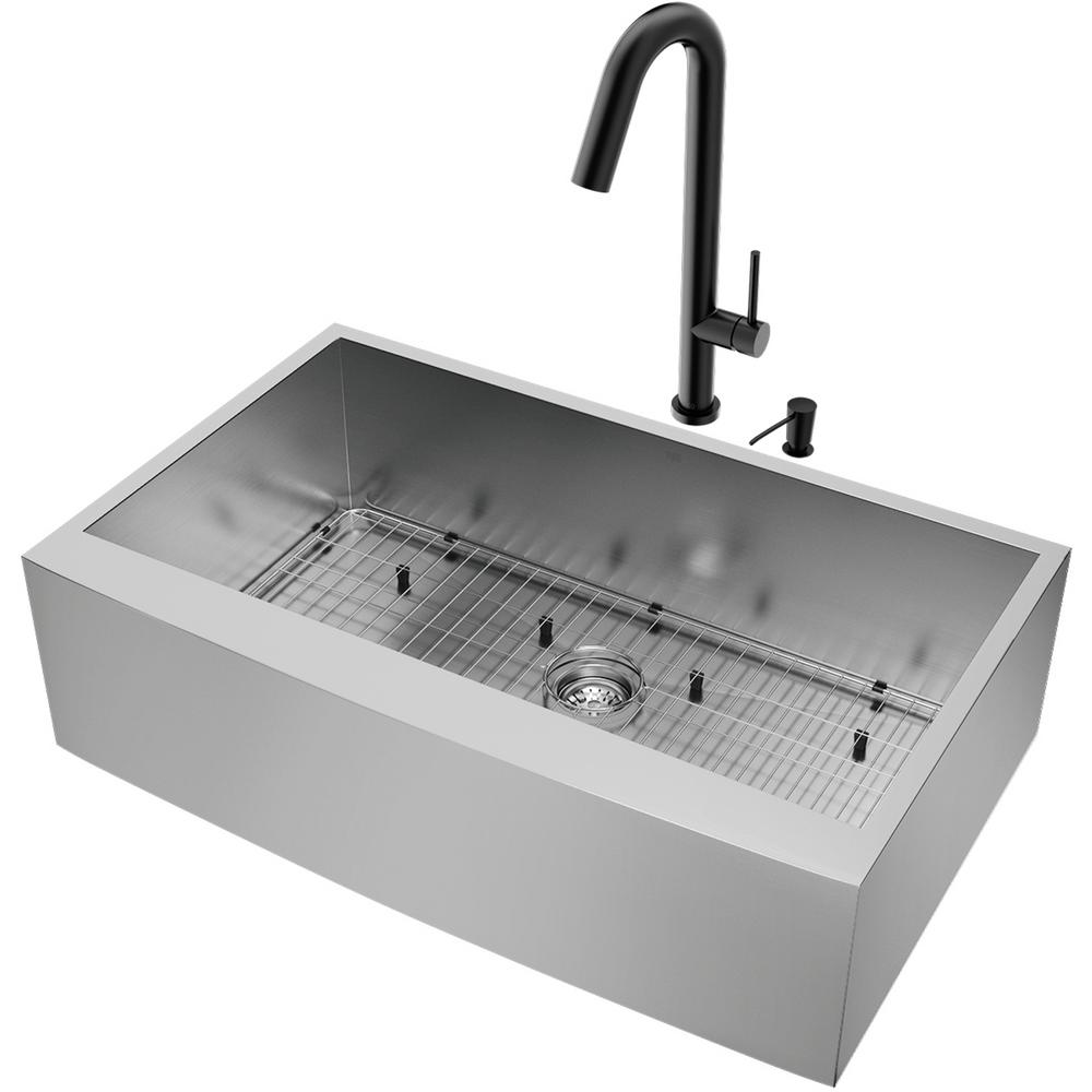 VIGO AllinOne Farmhouse/ApronFront Stainless Steel 36 in. Single