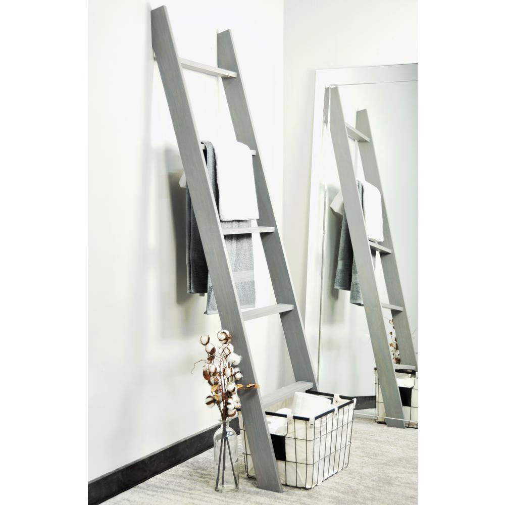 Lucas 72 In Weathered Gray Wooden Decorative Blanket Ladder 204l Weathered Gray Wooden Decorative Blanket Ladder
