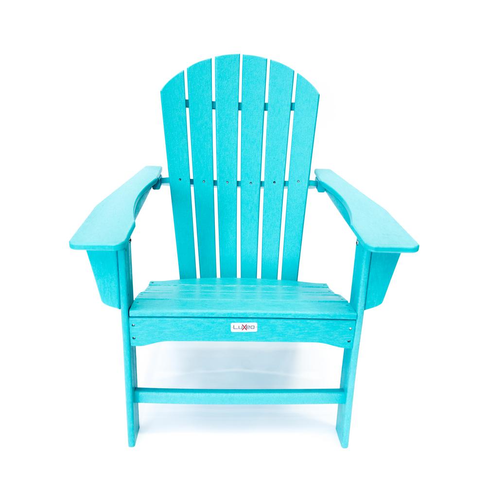 Luxeo Hampton Aruba Blue Outdoor Patio Plastic Adirondack Chair 2