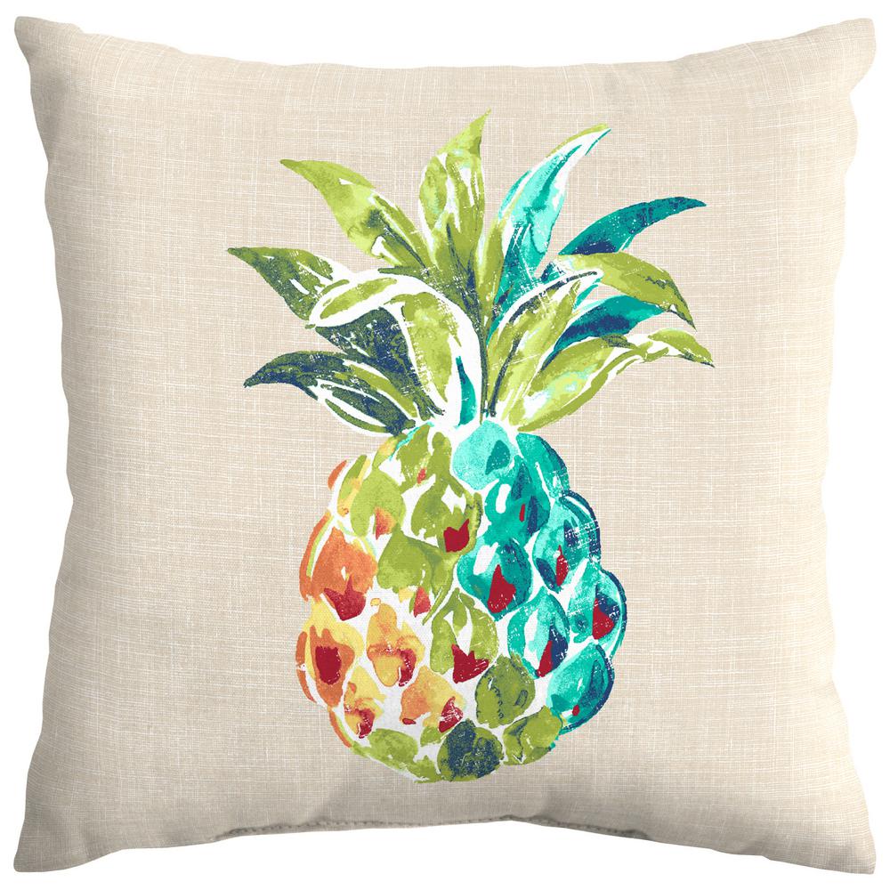 Hampton Bay Palmetto Pineapple Square Outdoor Throw Pillow ...