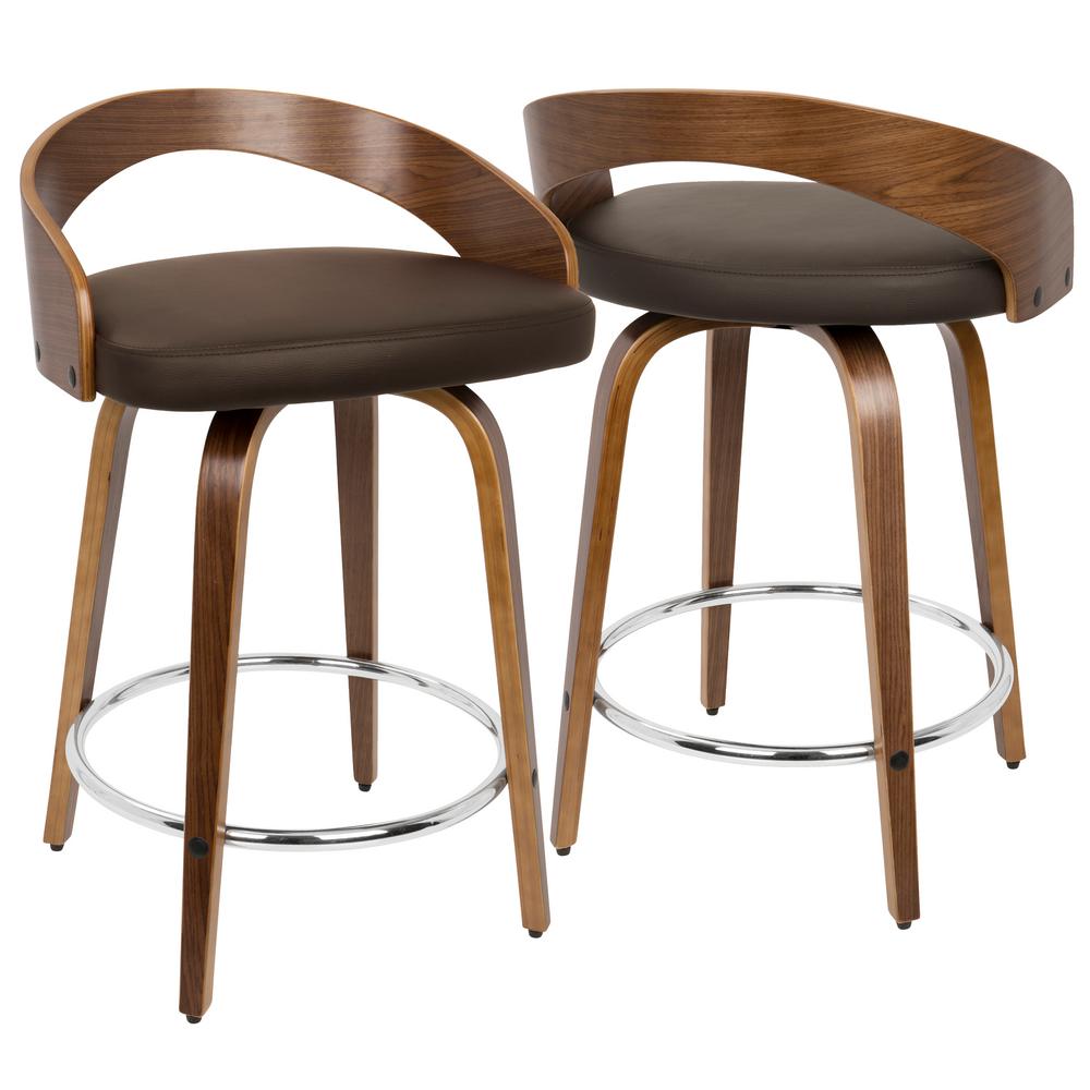 Lumisource Grotto Counter Stool lumisource grotto walnut and brown swivel counter stool cs Lumisource Grotto Counter Stool lumisource grotto walnut and brown swivel counter stool cs