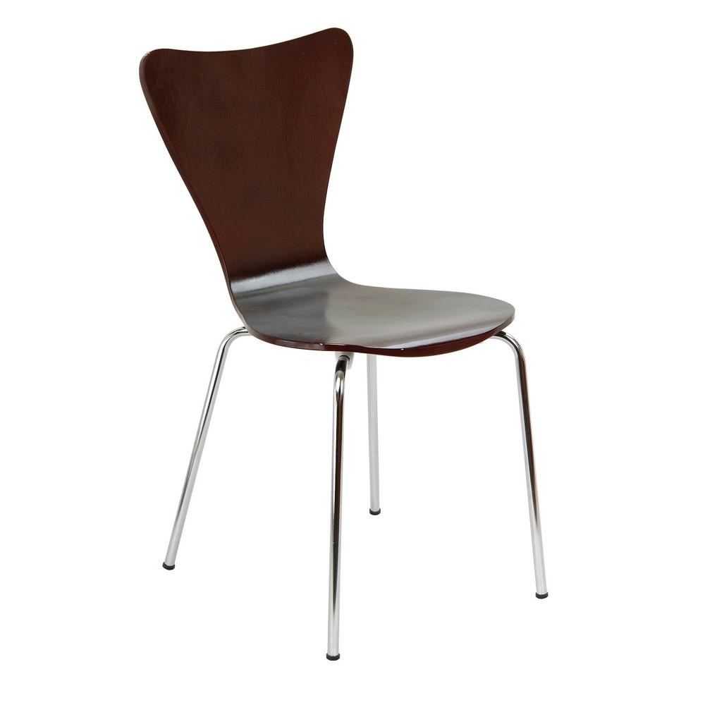 Legare Bent Plywood Expresso Stack Chair With Chrome Plated Metal Legare Bent Plywood Expresso Stack Chair With Chrome Plated Metal Legs