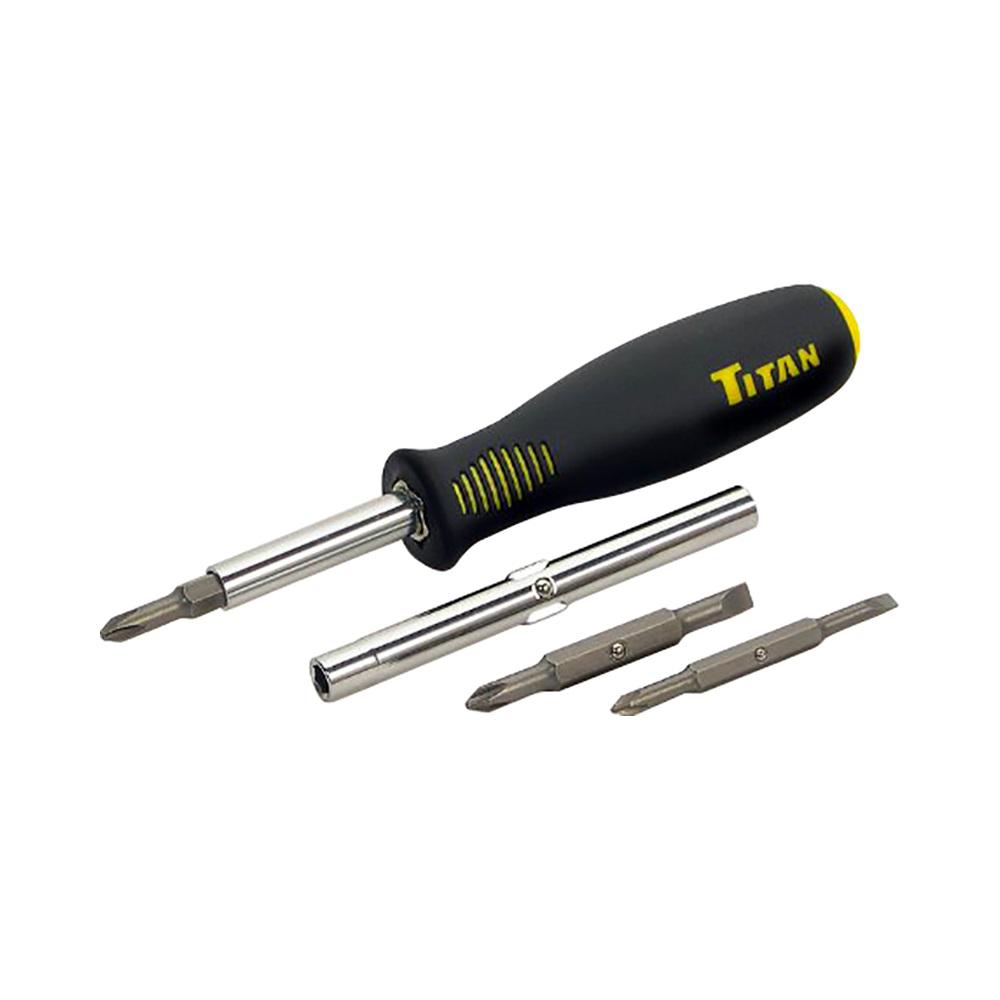 UPC 802090110108 product image for TITAN 6-in-1 Ratcheting Screwdriver with Cushion Grip | upcitemdb.com