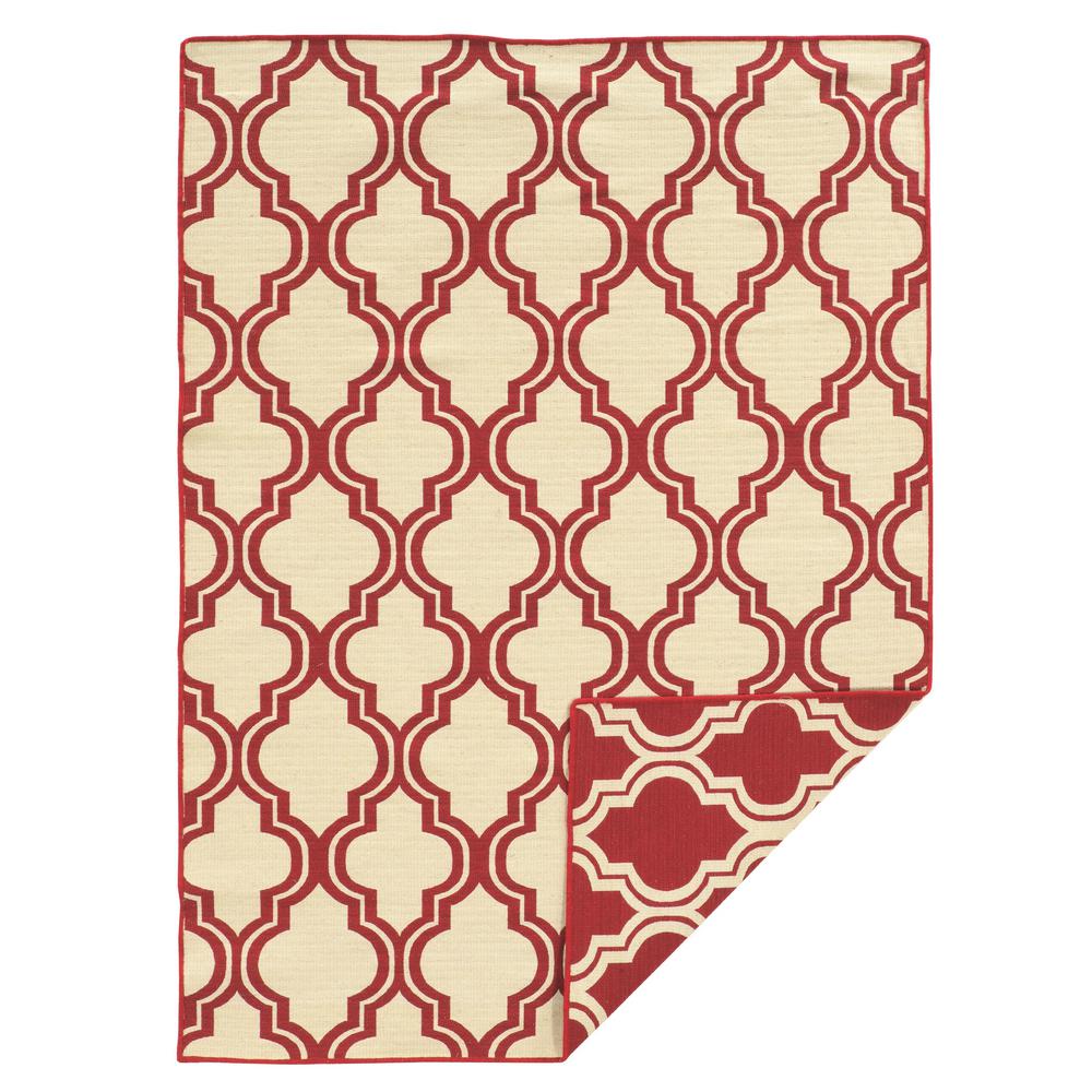 Linon Home Decor Salonika Quatrefoil Red And Natural 5 Ft X 8 Salonika Quatrefoil Red And Natural 5 Ft X 8 Reversible Area Rug