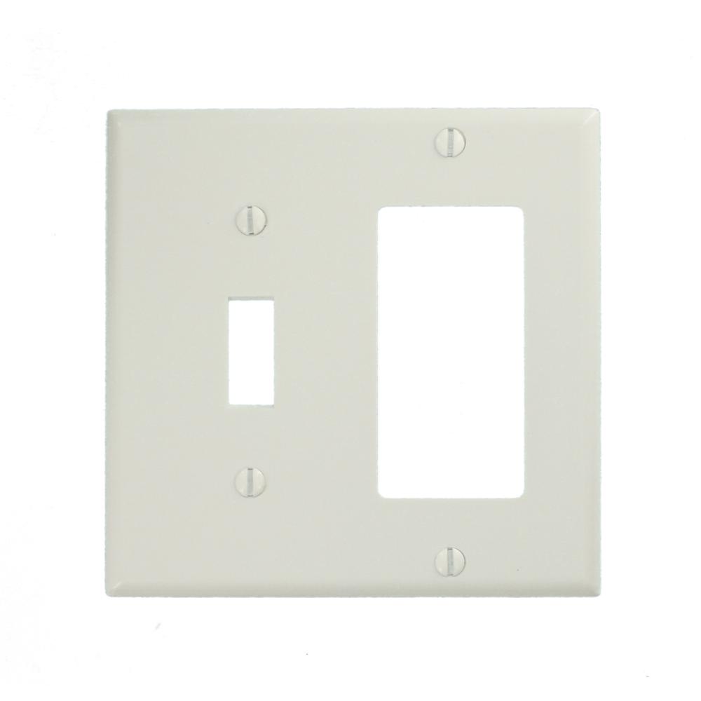 Thermoset Standard Size 1 Set White 3-Gang 1-Toggle 2-Decora/GFCI Device Combination Wallplate Device Mount 