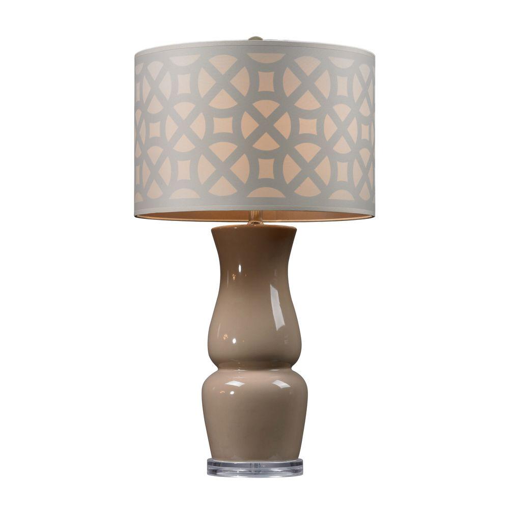Titan Lighting Gloss Ceramic 27 In Taupe Table Lamp With Off White Titan Lighting Gloss Ceramic 27 In Taupe Table Lamp With Off White Shade