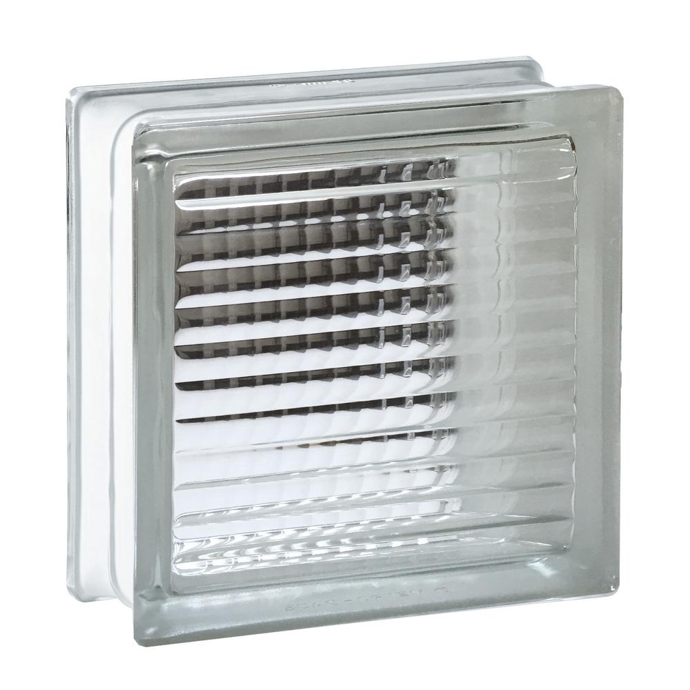 Seves 7.75 in. x 7.75 in. x 3.875 in. Cross Ribbed Pattern Glass Block