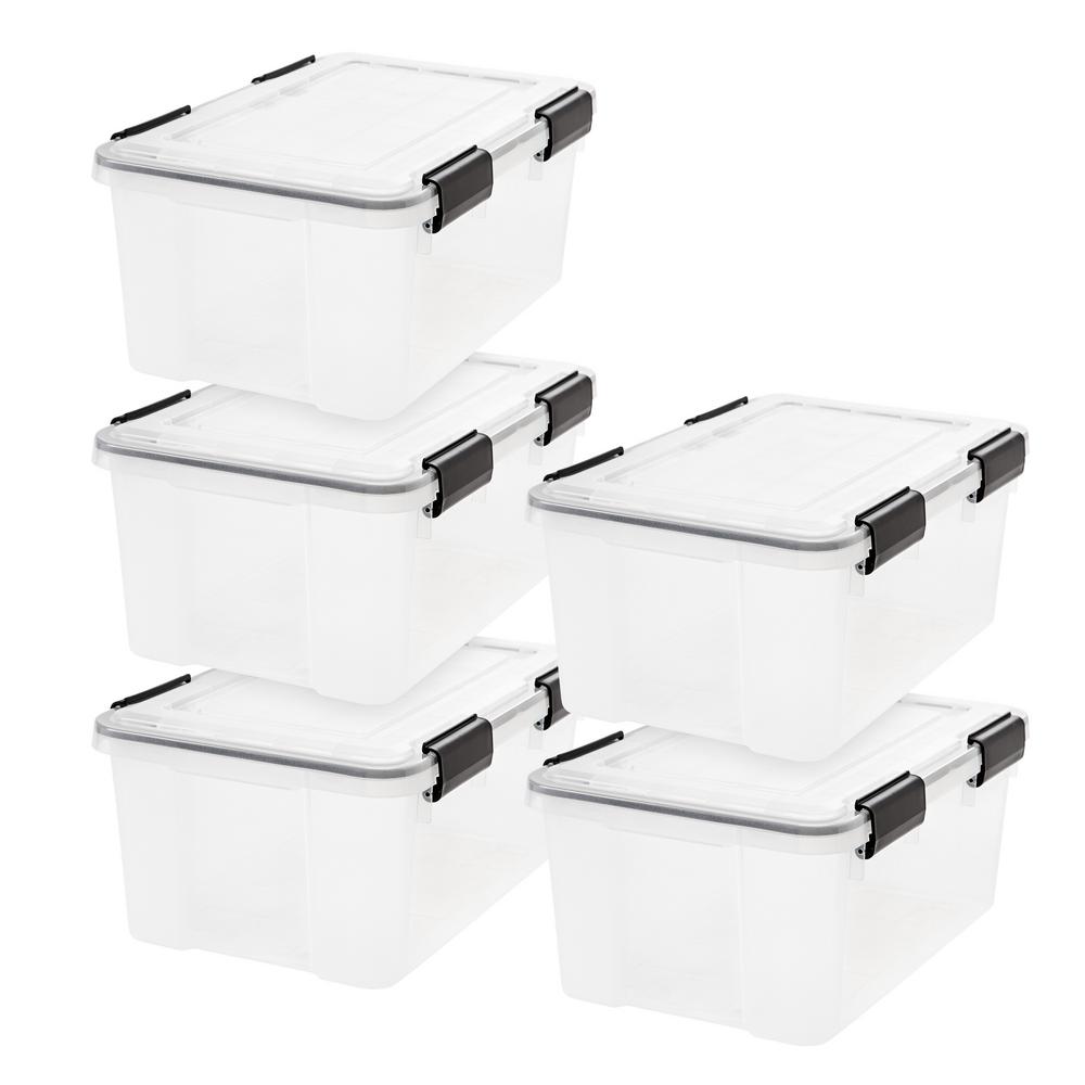 Iris 6 5 Qt Weathertight Storage Box In Clear 5 Pack 580025 The