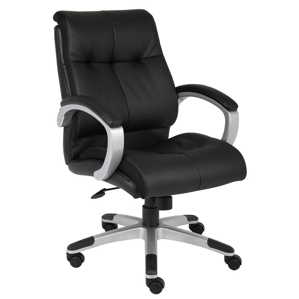 Boss Office Desk Chair Plastic Chairs Home Black Double Plush Mid Back Executive Chair