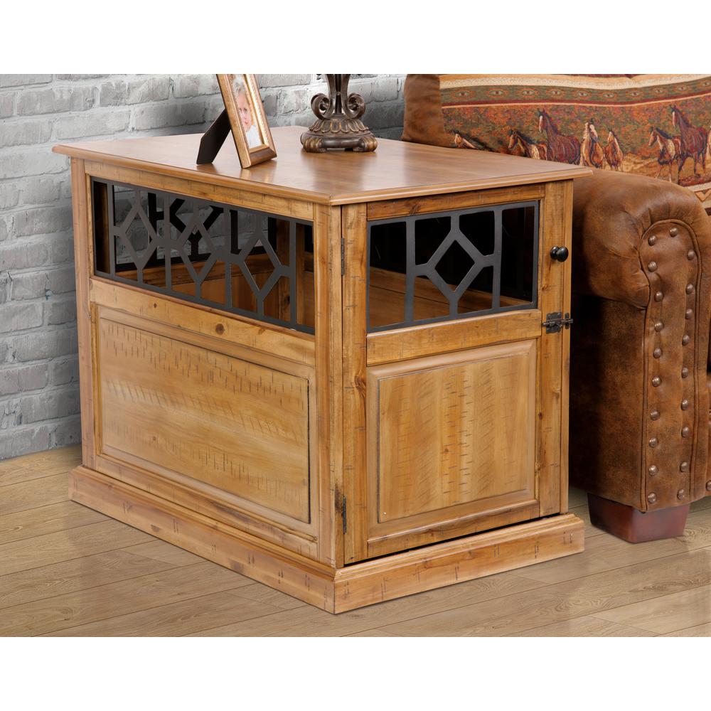 Os Home Large Sized Real Acacia Wood Dog Crate End Table With Raised Os Home Large Sized Real Acacia Wood Dog Crate End Table With Raised Panel Door And Metal Accents