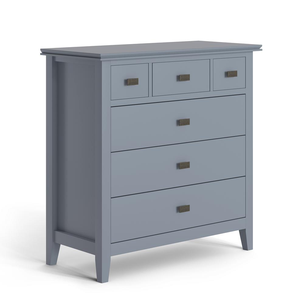 Simpli Home Artisan 6 Drawers Storm Grey Solid Wood 36 In Wide