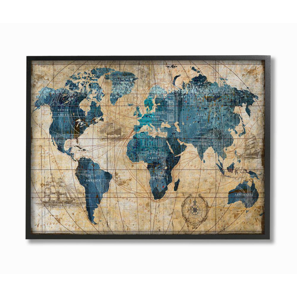 Stupell Industries 16 In X 20 In Vintage Abstract World Map By