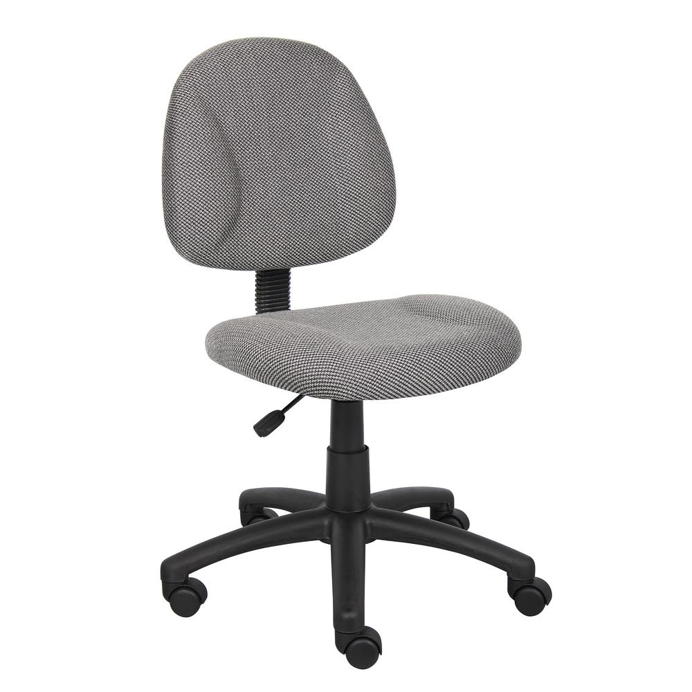 BOSS OFFICE HomePro Armless Task Chair Grey Tweed Fabric Pnuematic Lift