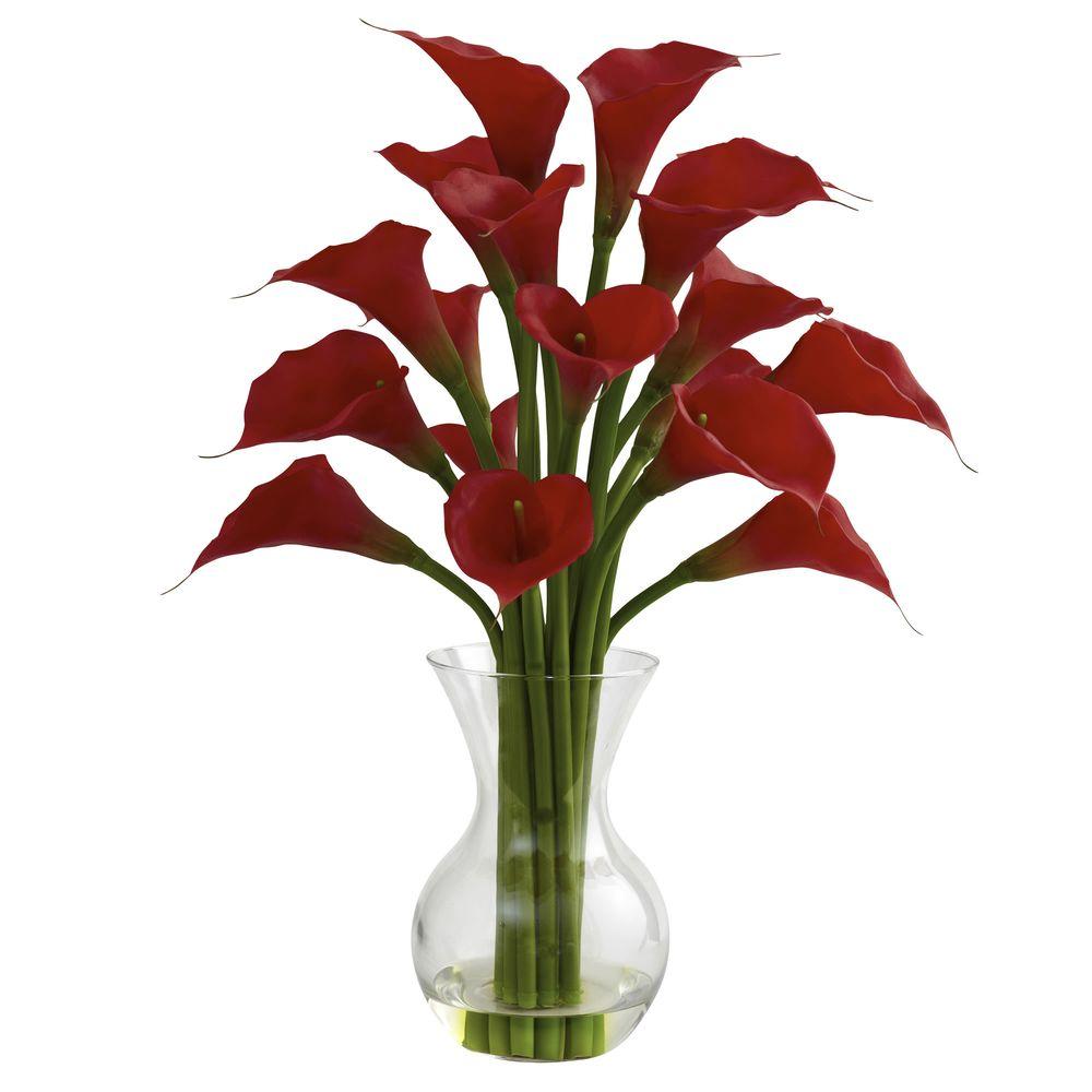 Nearly Natural Galla Calla Lily With Vase Arrangement In Red 1299 Rd Nearly Natural Galla Calla Lily With Vase Arrangement In Red
