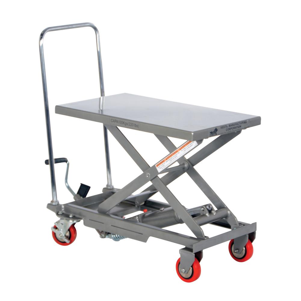 Vestil 220 Lbs 15 75 In X 27 Aluminum Elevating Cart Aluminum Elevating Cart